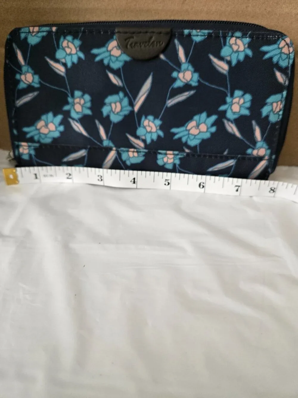 Travelon Navy Floral Zip Around Wallet Organizer